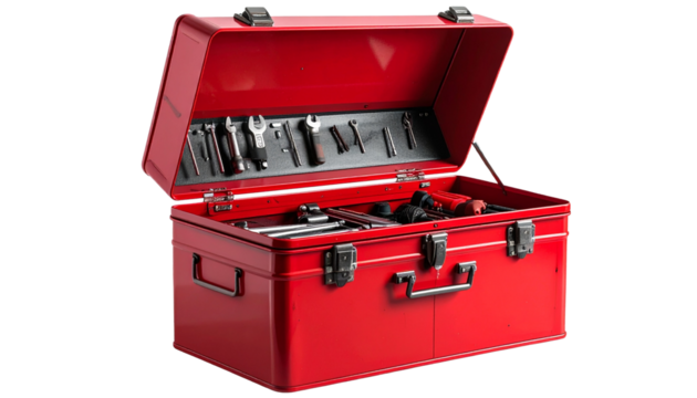Tool Box PNG, Portable Storage Box with Tools Inside, Transparent Background, Workshop and DIY Illustration, Home Improvement and Repair Design