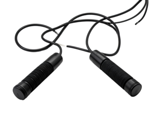 Black jump rope with textured handles