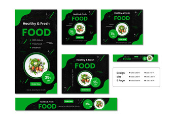 Healthy Food Social Media Ad Templates Set