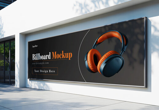 Horizontal Billboard Mockup For Headphones Add