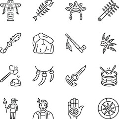 Bundle of Outline Style Native Art Icons 

