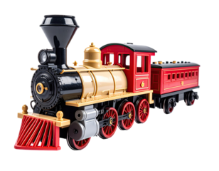 Toy train, classic steam engine, red and beige