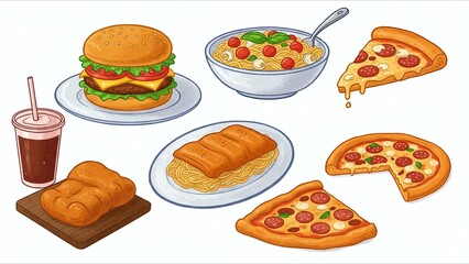 Fast Food Illustration Set