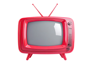 Retro red television with antenna