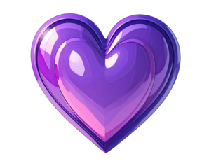 A glossy, vibrant purple heart, layered with a three-dimensional effect