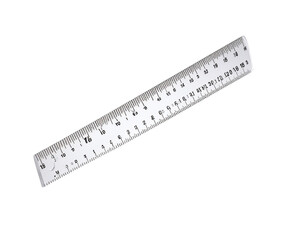 Clear plastic ruler with black markings