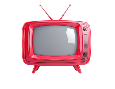 Retro red television with antenna - Powered by Adobe