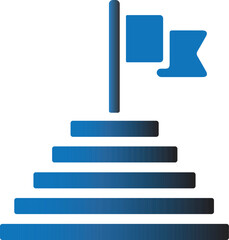 Reaching the Pinnacle of Success: A minimalist illustration of a flag atop steps, a vivid symbol of aspiration, achievement, and the journey to accomplish goals.