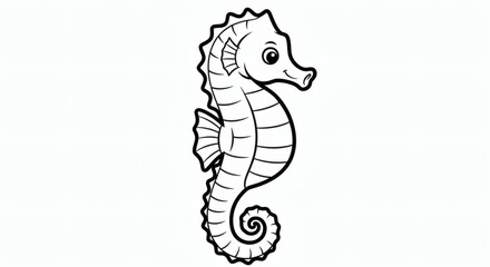 Fototapeta premium Charming illustration of a playful seahorse, a delightful cartoon fish swimming gracefully underwater. Perfect for marine life themes and children's projects