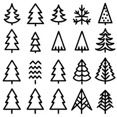 Obraz premium Christmas Pine Tree Icon Bundle
