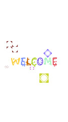 Welcome text on Abstract Blurry Background with a Soft Gradient of Pink and White with a Subtle Grainy Texture