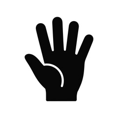 Fototapeta premium Black silhouette of a hand with four fingers raised on white background counting number