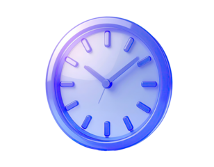 3D render of a vibrant blue clock