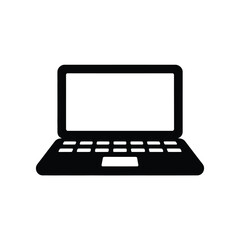 Fototapeta premium Black silhouette of an open laptop computer with a blank screen technology device