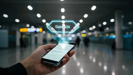 Augmented Reality Smartphone Navigation Airport Gate Information - Powered by Adobe