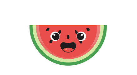 Fototapeta premium Adorable smiling watermelon slice character with big eyes and open mouth