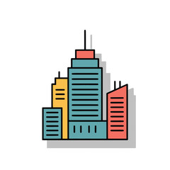 Obraz premium Colorful flat icon of modern skyscrapers with a shadow buildings flat design