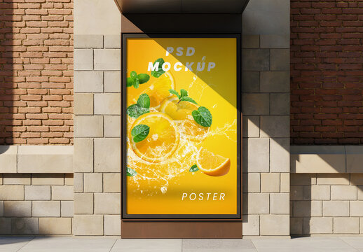 Vertical Citylight Poster Mockup with Orange Theme