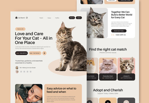Website Design Template For Cat Adoption Service