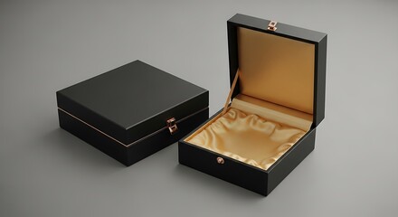 Luxury Black Gift Boxes with Gold Lining.