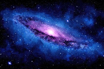 A spiral galaxy bathed in cosmic blues and pinks, scattered with stars