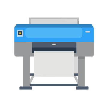 Large Format Plotter Printer Icon. Industrial Printing Equipment Vector Illustration.