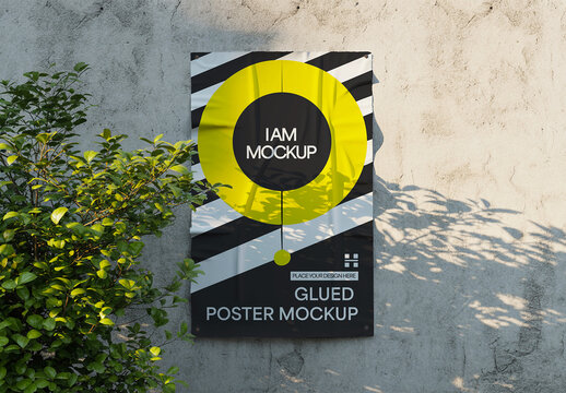 Glued Poster Mockup