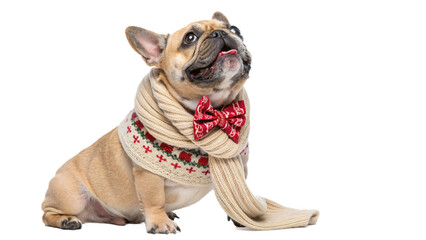 Obraz premium Dog wearing a cute Christmas outfit, isolated on a transparent background PNG