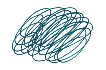 Turquoise scribble forming a circular pattern, isolated on a transparent background, ideal for creative projects