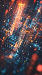 Abstract digital data flow, glowing lines and particles.