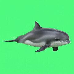 Obraz premium Dall's Harbor Porpoise on a Green Screen Background