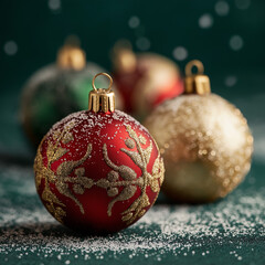 Red and Gold Christmas balls for new year 