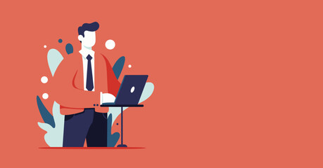 Professional businessman actively working on a laptop, perfect for modern corporate communication, technology, and digital business concepts.