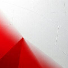 A geometric composition of bold red and white shapes, showcasing a dramatic interplay of light and shadow.