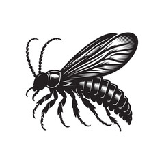 Black Color Earwig Silhouette Vector Illustration, Solid White Background.
