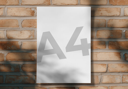 A4 Sheet Mockup Against Brick Wall