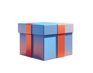 Fototapeta premium Light-blue gift box with orange ribbons