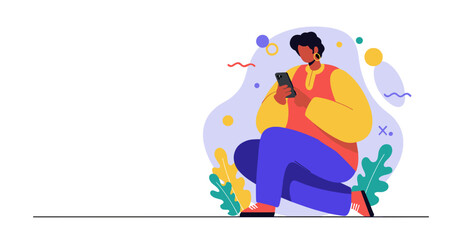 Modern person focused on smartphone, illustrating digital communication, social media, or online connectivity. Ideal for technology, lifestyle, and business concepts.