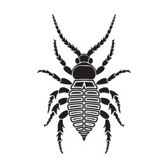 Black Color Earwig Silhouette Vector Illustration, Solid White Background.