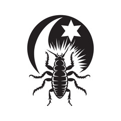 Black Color Earwig Silhouette Vector Illustration, Solid White Background.