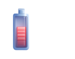 Battery graphic,  half-full,  light-blue,  transparent  case,  pink  bars