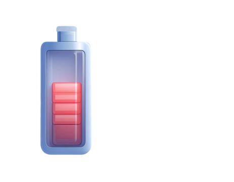 Battery graphic, half-full, light-blue, transparent case, pink bars