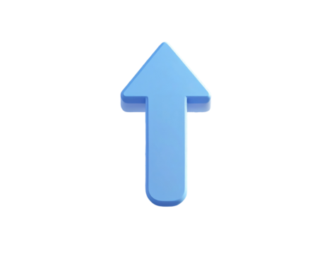 Light-blue upward-pointing arrow, 3D style