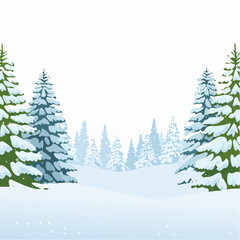 Fototapeta premium Snowy forest with snowdrifts and snow-covered spruce branches