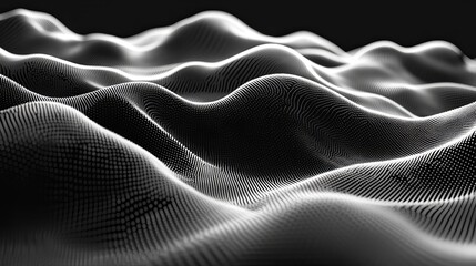 Naklejka premium Dynamic abstract digital landscape with flowing light waves and textured particle surfaces