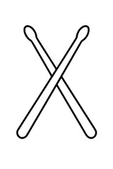 Obraz premium Crossed drumsticks minimal icon in black line art style on white background, perfect for music app icons, social media 