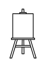 Blank artist easel with canvas in simple line art style isolated on white, perfect for creative apps, design tutorials
