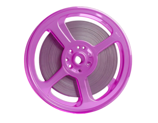 Magenta film reel, isolated on black