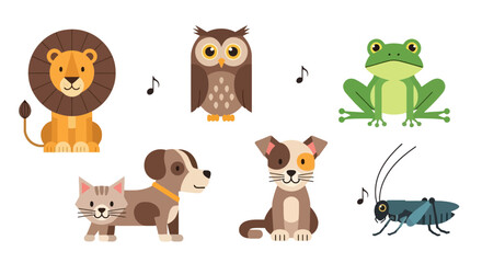 Cute cartoon animals making sounds collection.