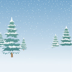 Fototapeta premium Snowy forest with snowdrifts and snow-covered spruce branches